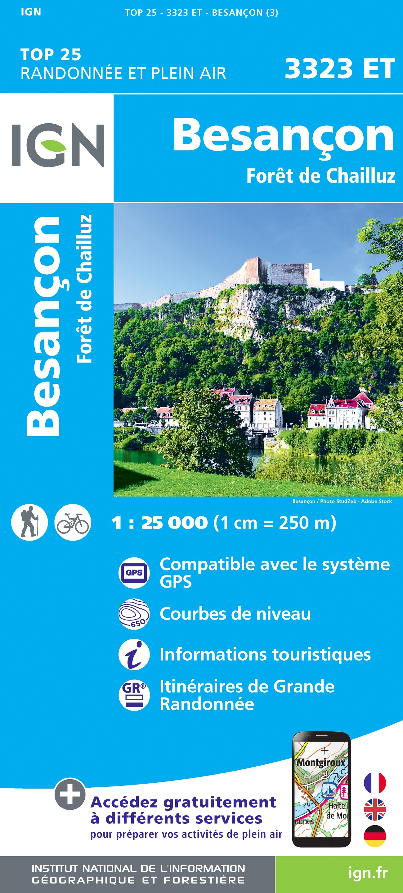 Online bestellen: Wandelkaart - Topografische kaart 3323ET Besançon - Forêt de Chailluz | IGN - Institut Géographique National