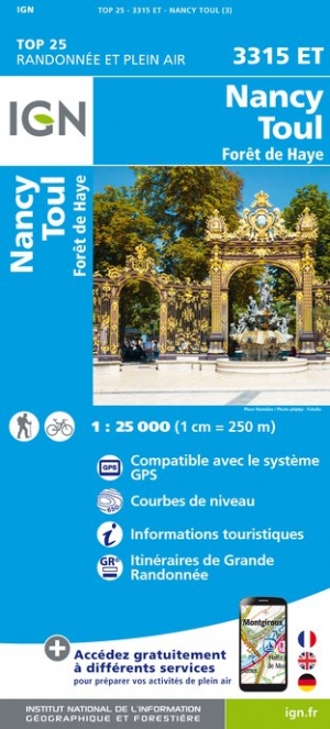 Online bestellen: Wandelkaart - Topografische kaart 3315ET Nancy - Toul | IGN - Institut Géographique National