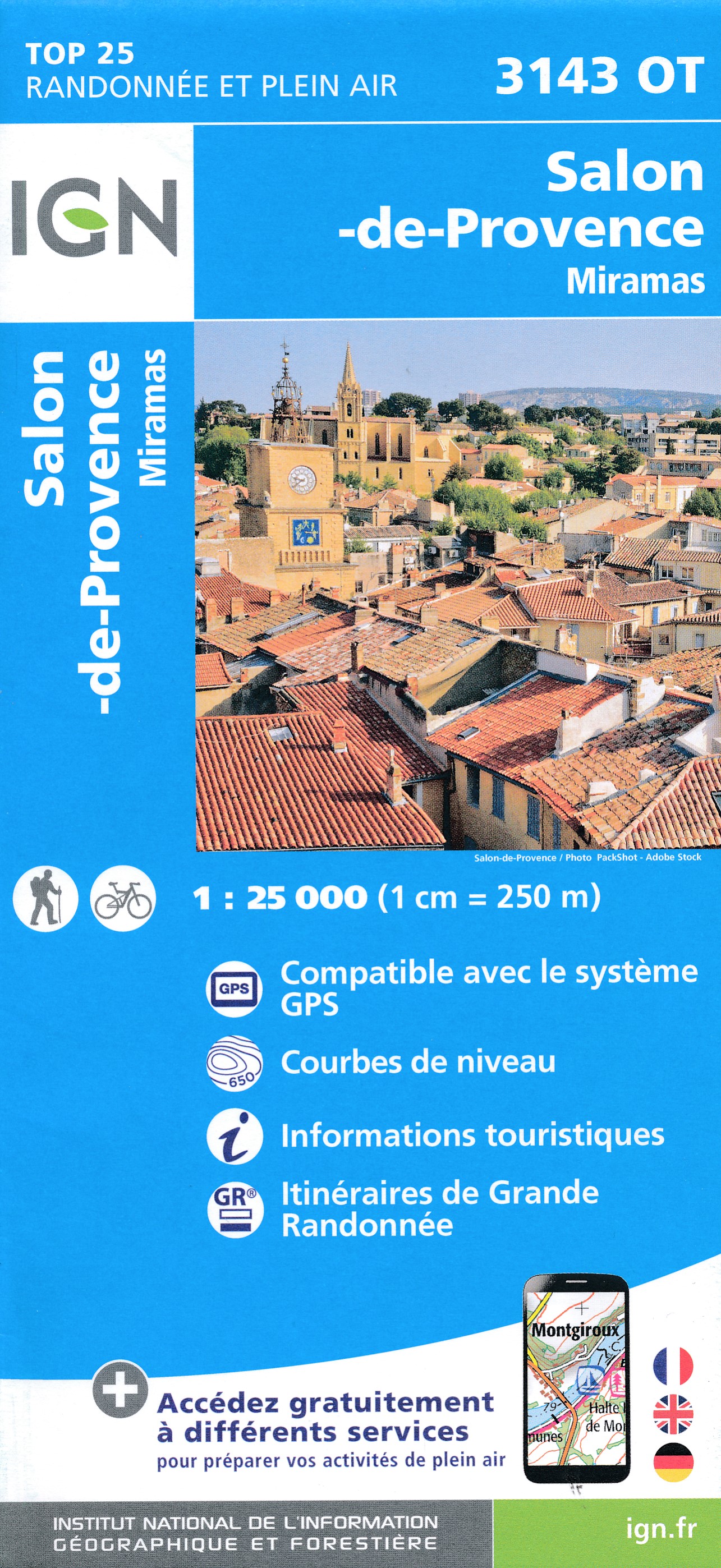 Online bestellen: Wandelkaart - Topografische kaart 3143OT Salon-de-Provence | IGN - Institut Géographique National