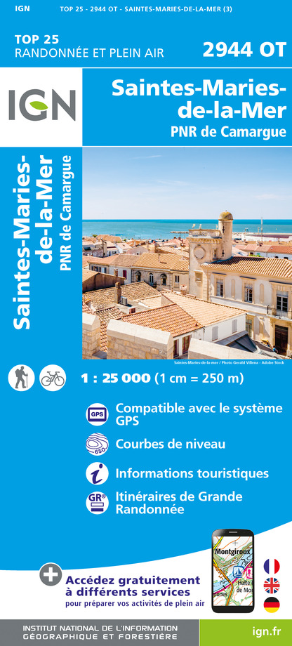 Online bestellen: Wandelkaart - Topografische kaart 2944OT Saintes-Maries-de-la-Mer | IGN - Institut Géographique National