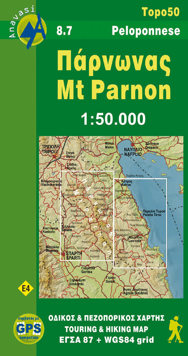 Online bestellen: Wandelkaart 8.7 Mt. Parnon - Peloponnesos | Anavasi