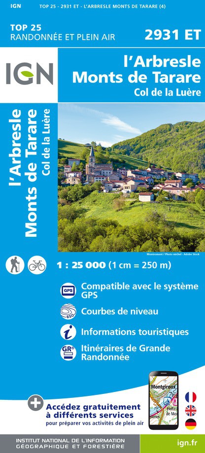 Online bestellen: Wandelkaart - Topografische kaart 2931ET L'Arbresle - Monts de Tarare - Col de la Luère - Rhônevallei - Bourgondië | IGN - Institut Géographique National