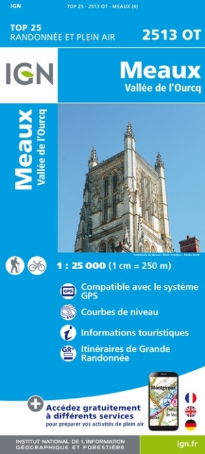 Online bestellen: Wandelkaart - Topografische kaart 2513OT Meaux - Vallée de l'Ourcq, Centre | IGN - Institut Géographique National