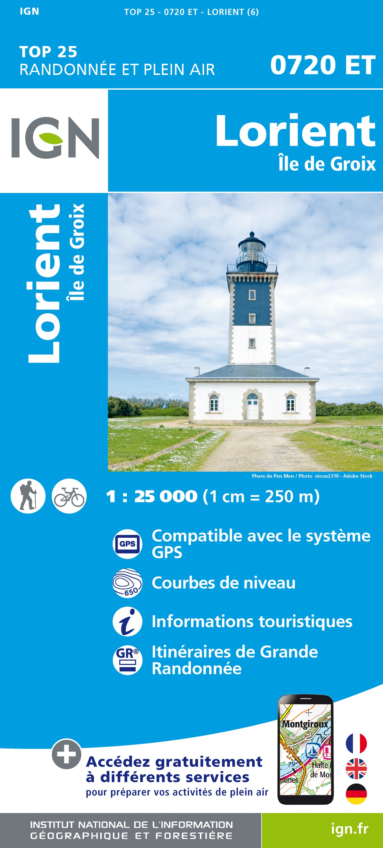 Online bestellen: Wandelkaart - Topografische kaart 0720ET Lorient - Ile de Groix | IGN - Institut Géographique National