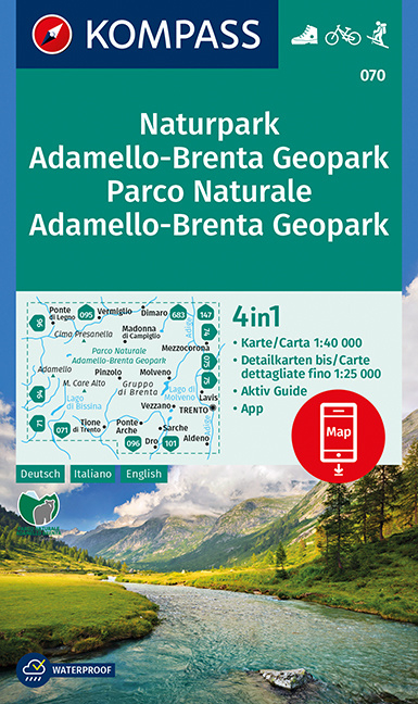 Online bestellen: Wandelkaart 070 Naturpark Adamello-Brenta Geopark - Parco Naturale Adamello-Brenta Geopark | Kompass