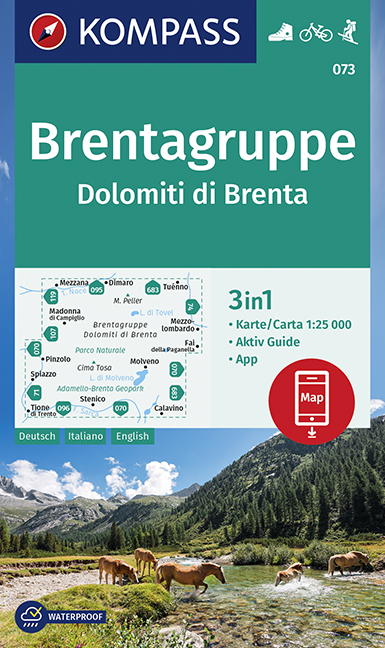 Online bestellen: Wandelkaart 073 Brentagruppe Dolomiti di Brenta | Kompass