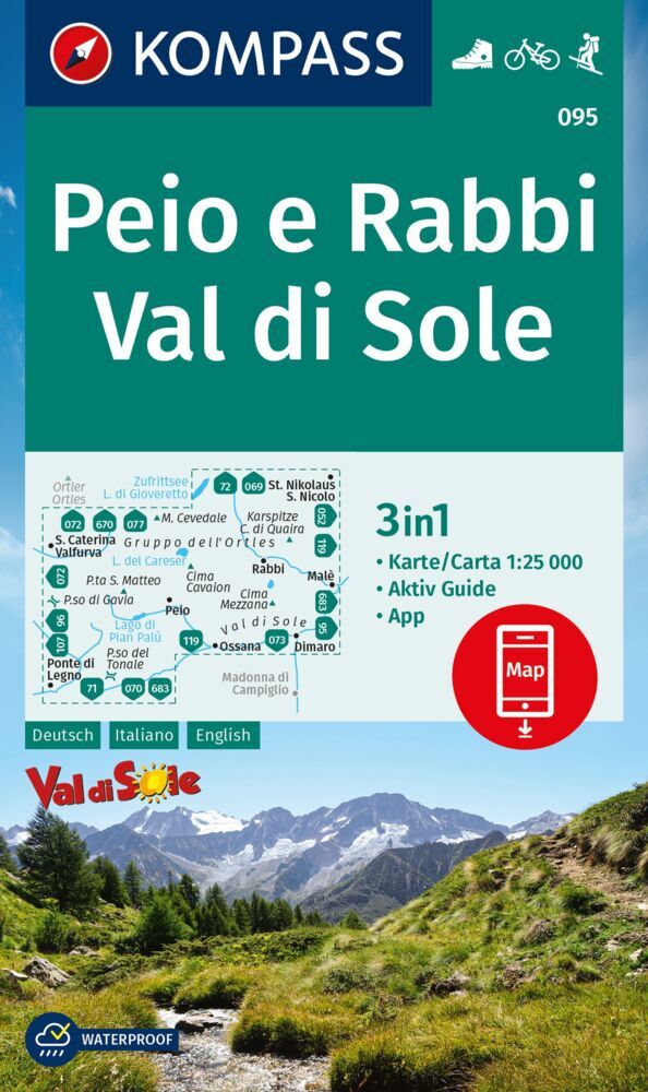 Online bestellen: Wandelkaart 095 Peio e Rabbi - Val di Sole | Kompass