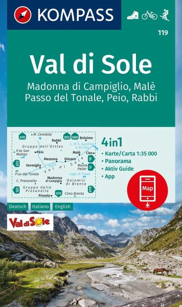 Online bestellen: Wandelkaart 119 Val di Sole | Kompass