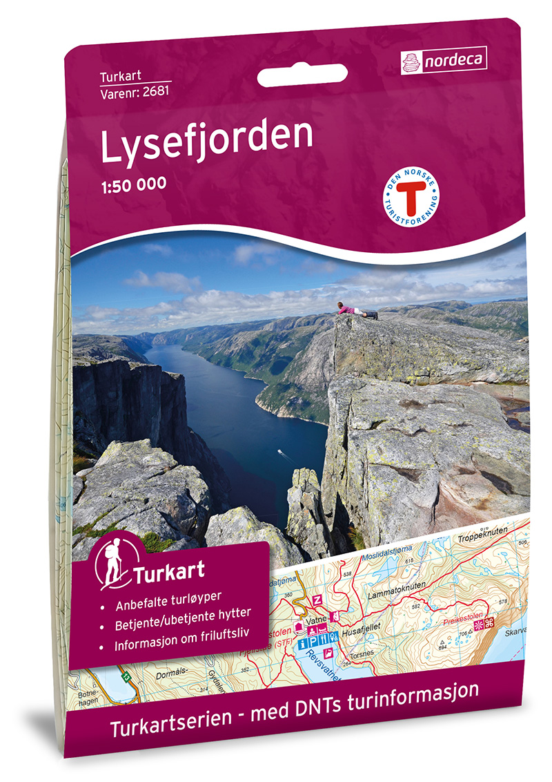 Online bestellen: Wandelkaart 2681 Turkart Lysefjorden | Nordeca