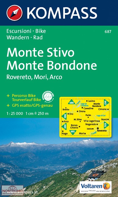 Online bestellen: Wandelkaart 687 Monte Stivo - Monte Bondone | Kompass