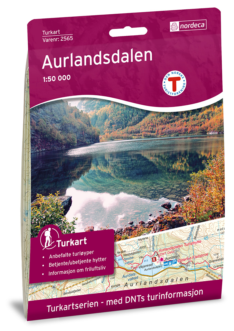 Online bestellen: Wandelkaart 2565 Turkart Aurlandsdalen | Nordeca