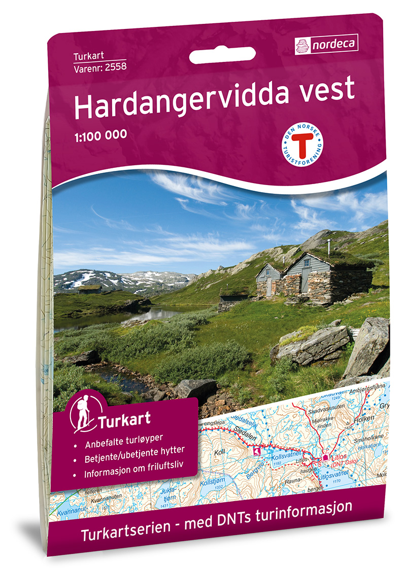 Online bestellen: Wandelkaart 2558 Turkart Hardangervidda Vest | Nordeca