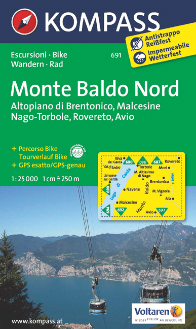 Online bestellen: Wandelkaart 691 Monte Baldo Nord | Kompass