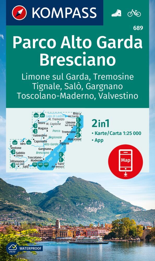 Online bestellen: Wandelkaart 689 Parco Alto Garda Bresciano | Kompass