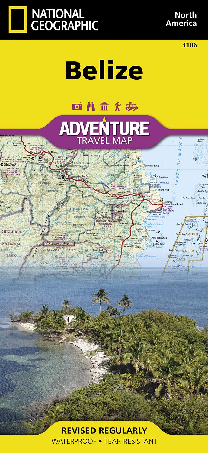 Online bestellen: Wegenkaart - landkaart 3106 Adventure Map Belize | National Geographic