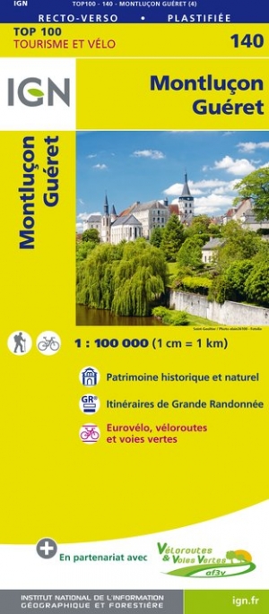 Online bestellen: Fietskaart - Wegenkaart - landkaart 140 Montlucon - Gueret | IGN - Institut Géographique National