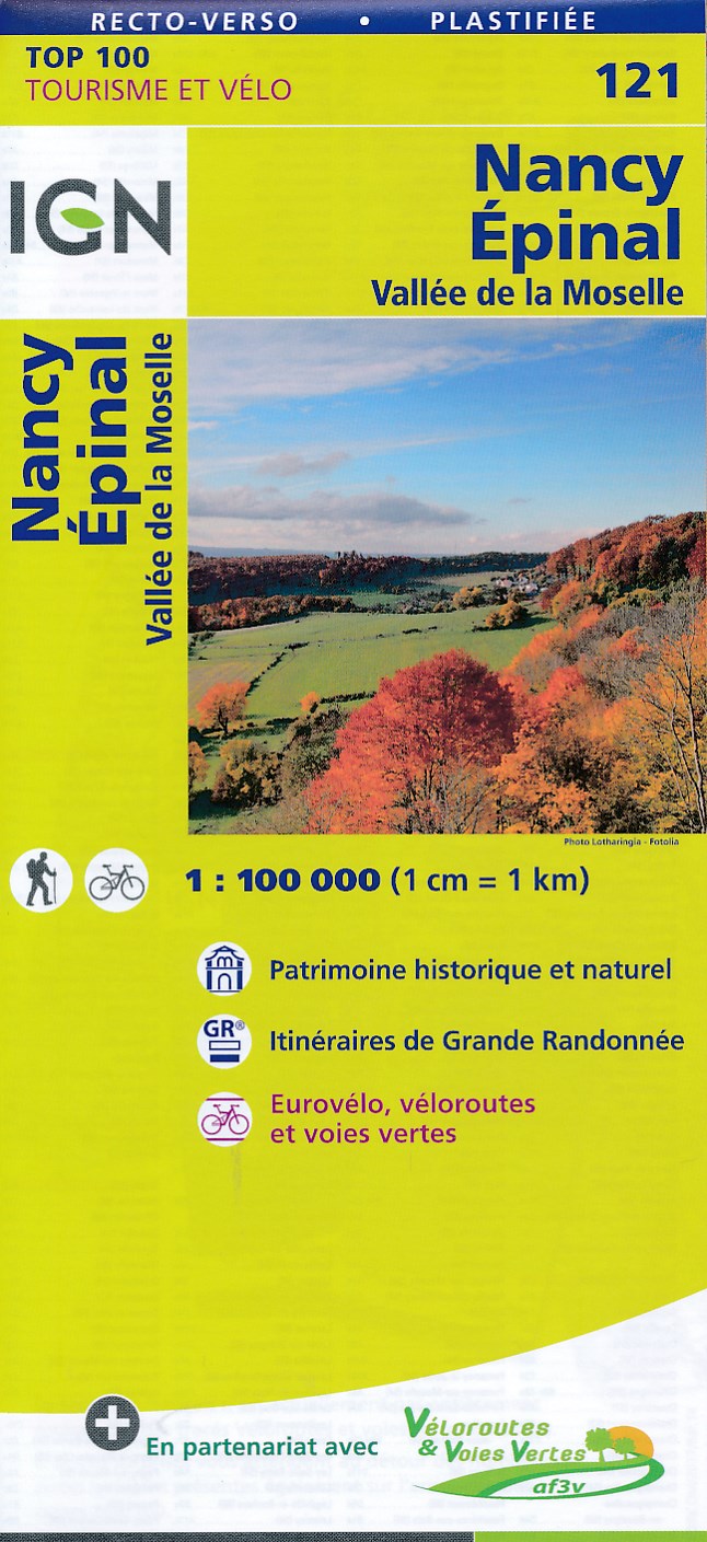 Online bestellen: Fietskaart - Wegenkaart - landkaart 121 Nancy - Epinal | IGN - Institut Géographique National