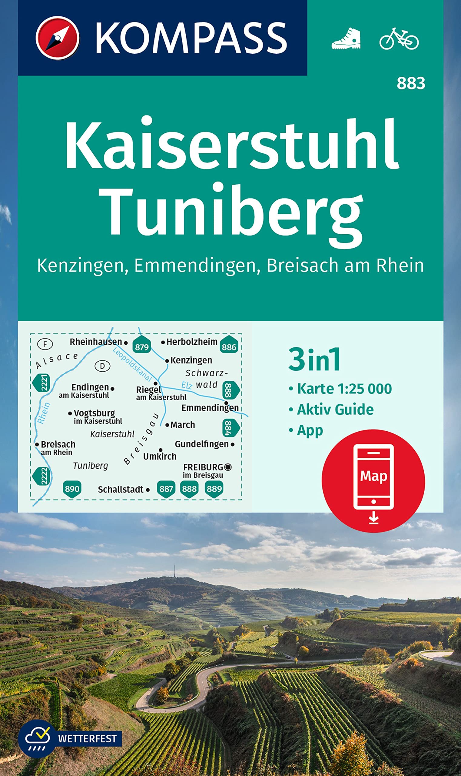 Online bestellen: Wandelkaart 883 Kaiserstuhl - Tuniberg | Kompass
