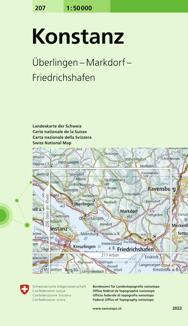 Online bestellen: Wandelkaart - Topografische kaart 207 Konstanz | Swisstopo