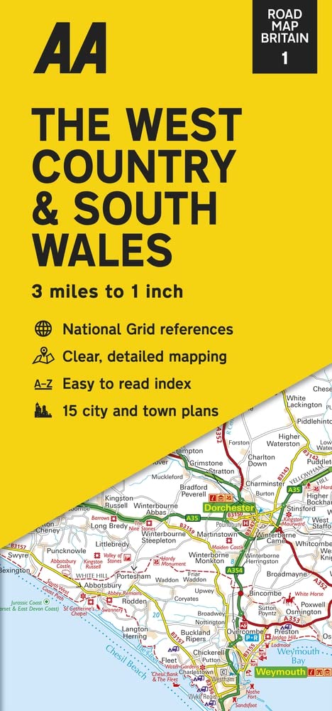 Online bestellen: Wegenkaart - landkaart 1 Road Map Britain The West Country and South Wales | AA Publishing