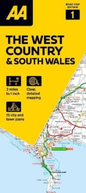 Online bestellen: Wegenkaart - landkaart 1 Road Map Britain The West Country and South Wales | AA Publishing