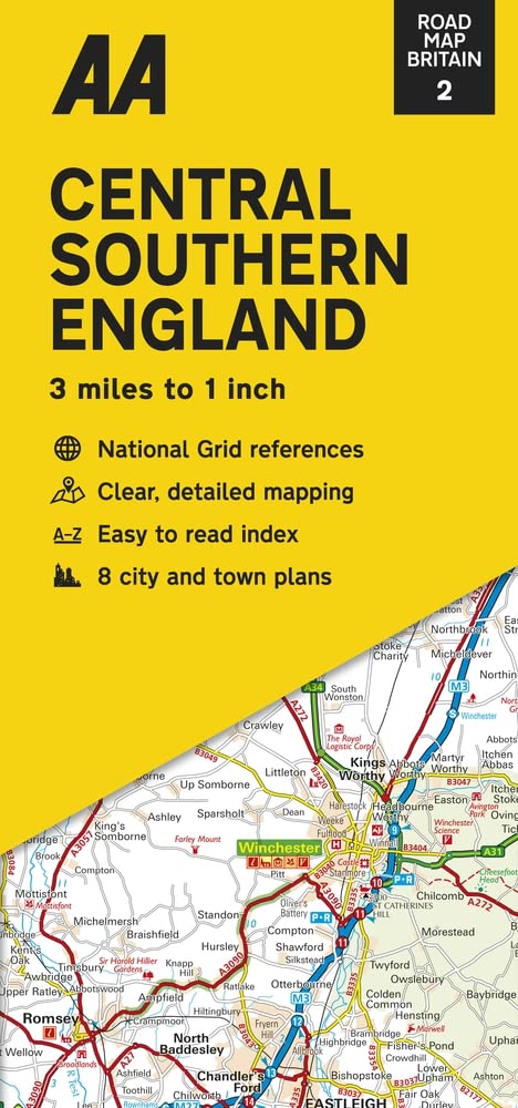 Online bestellen: Wegenkaart - landkaart 2 Road Map Britain Central Southern England | AA Publishing