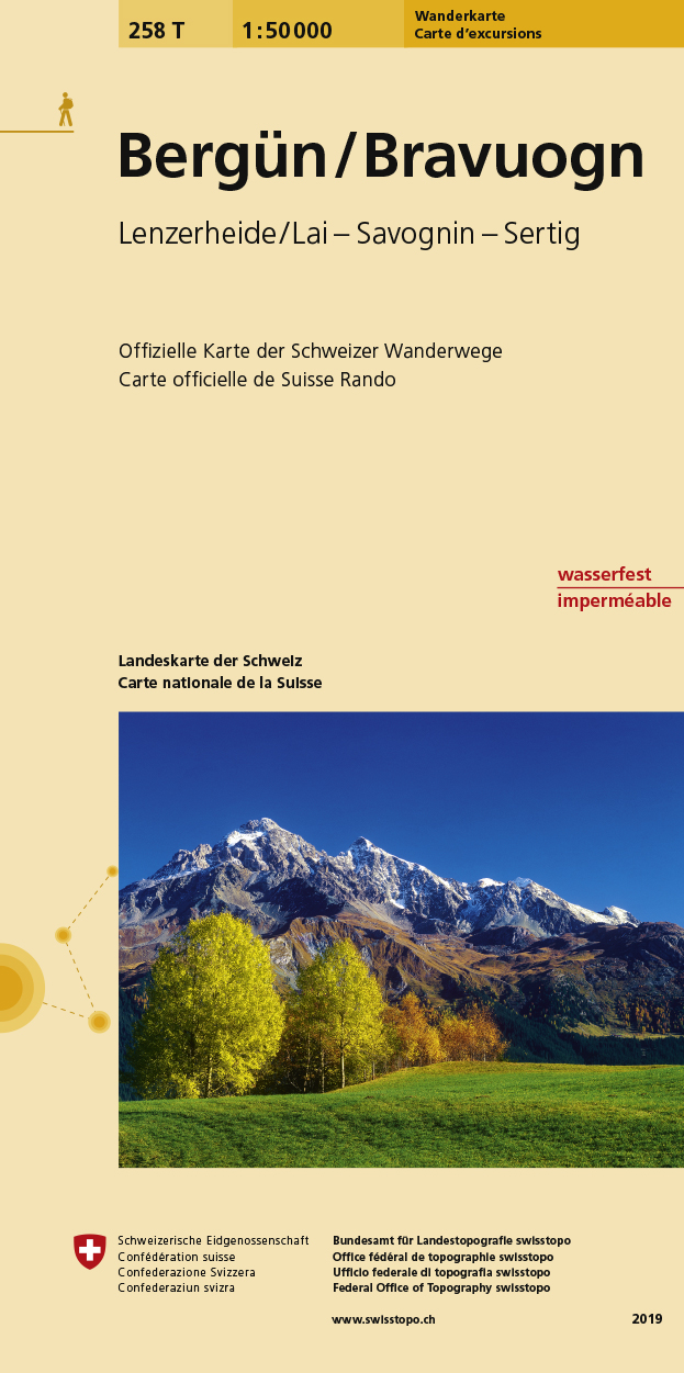 Online bestellen: Wandelkaart 258T Bergün/Bravuogn | Swisstopo