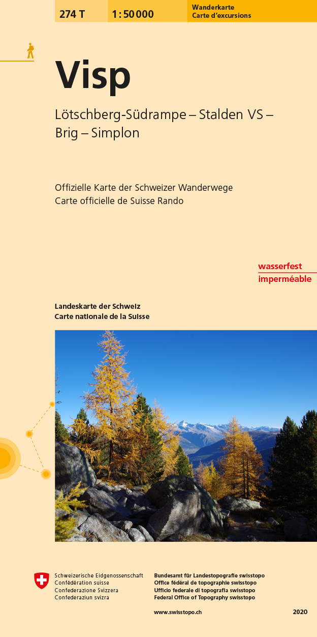 Online bestellen: Wandelkaart 274T Visp | Swisstopo