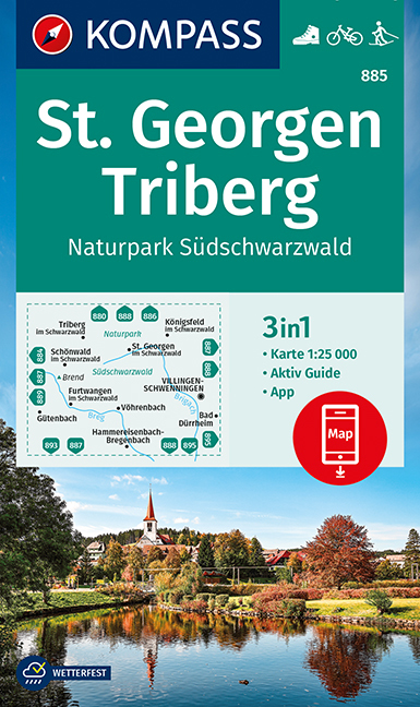 Online bestellen: Wandelkaart 885 St. Georgen - Triberg | Kompass