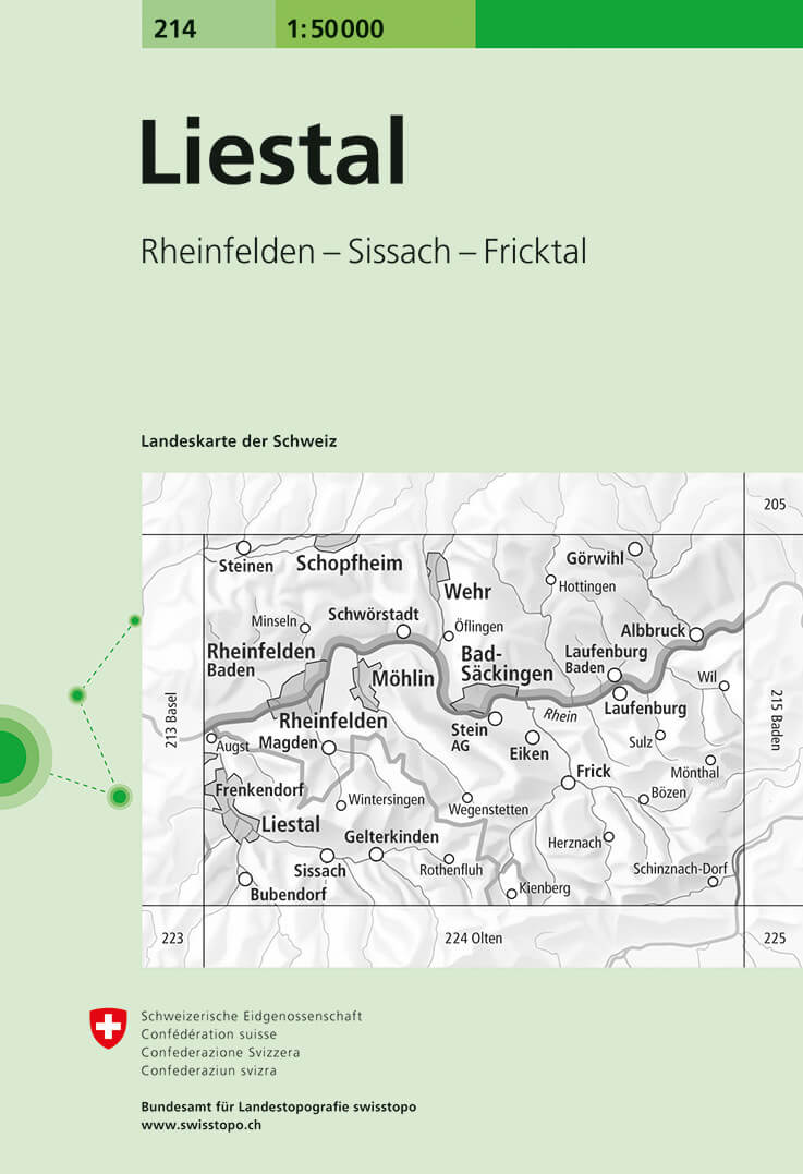 Online bestellen: Wandelkaart - Topografische kaart 214 Liestal | Swisstopo