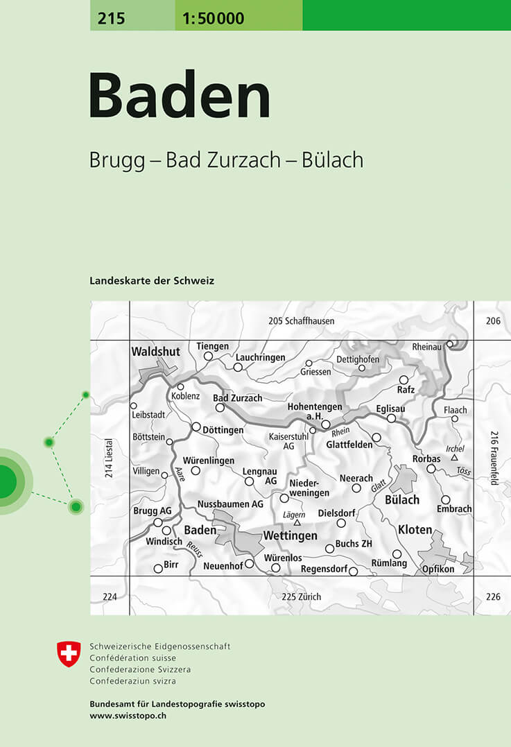 Online bestellen: Wandelkaart - Topografische kaart 215 Baden | Swisstopo