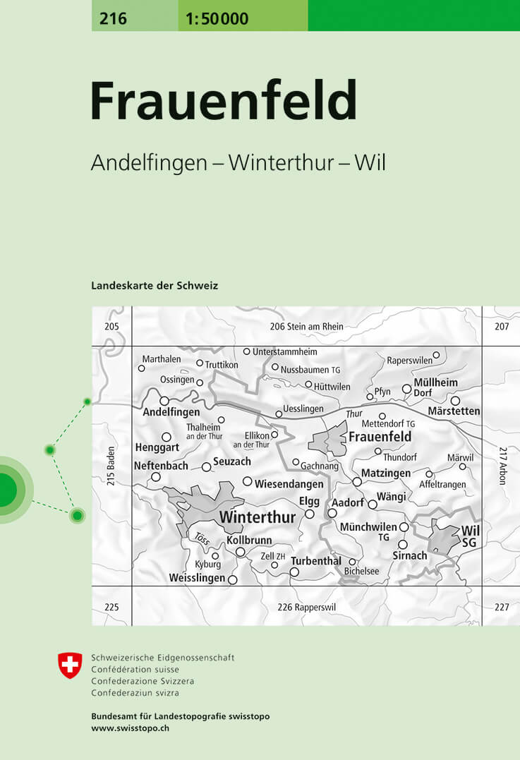 Online bestellen: Wandelkaart - Topografische kaart 216 Frauenfeld | Swisstopo