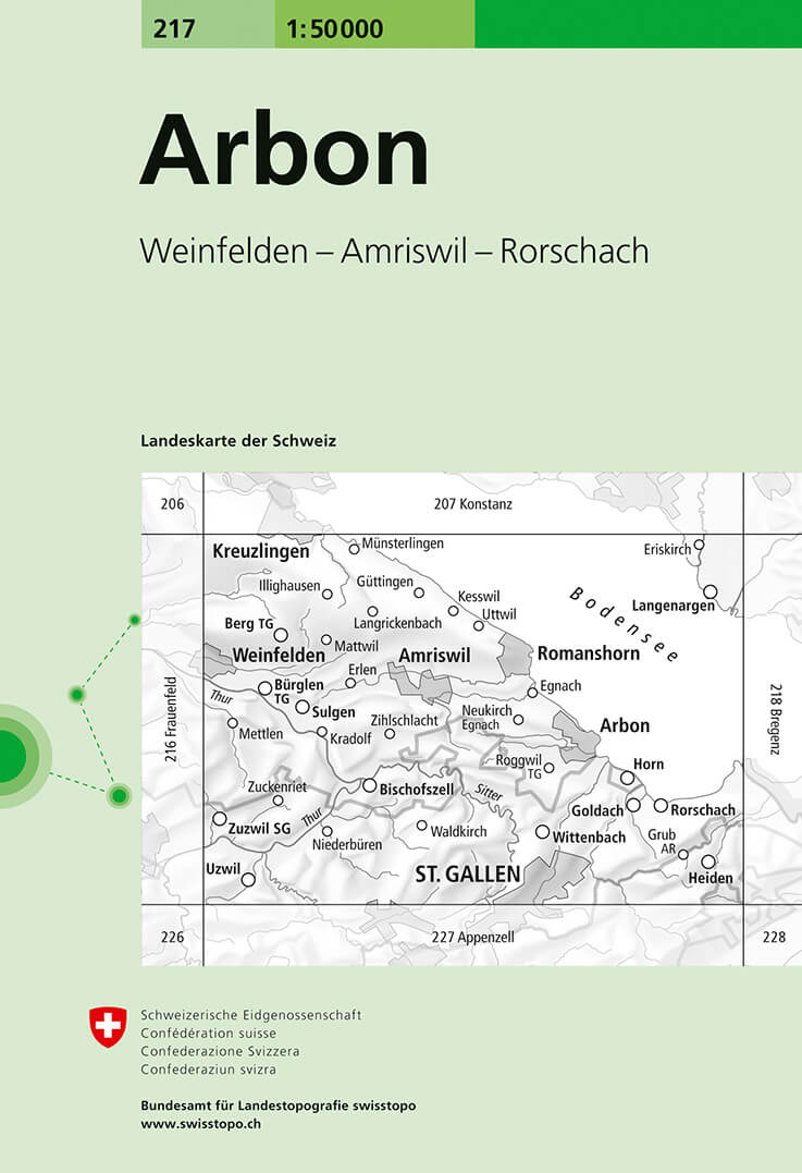 Online bestellen: Wandelkaart - Topografische kaart 217 Arbon | Swisstopo