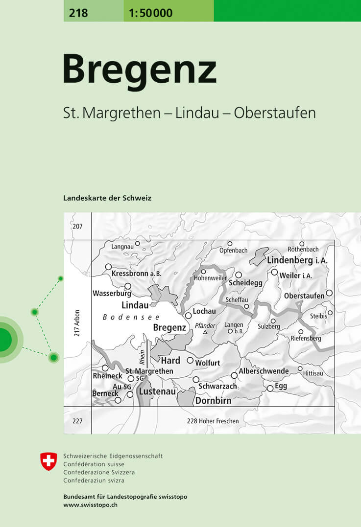 Online bestellen: Wandelkaart - Topografische kaart 218 Bregenz | Swisstopo