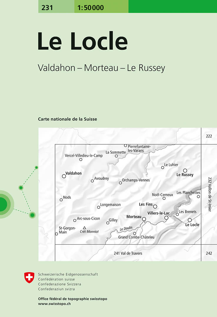 Online bestellen: Wandelkaart - Topografische kaart 231 Le Locle | Swisstopo