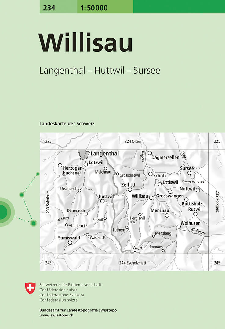 Online bestellen: Wandelkaart - Topografische kaart 234 Willisau | Swisstopo