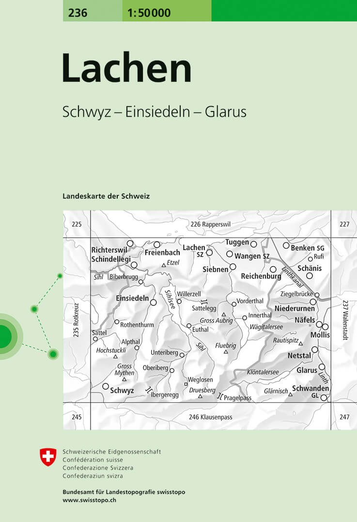 Online bestellen: Wandelkaart - Topografische kaart 236 Lachen | Swisstopo