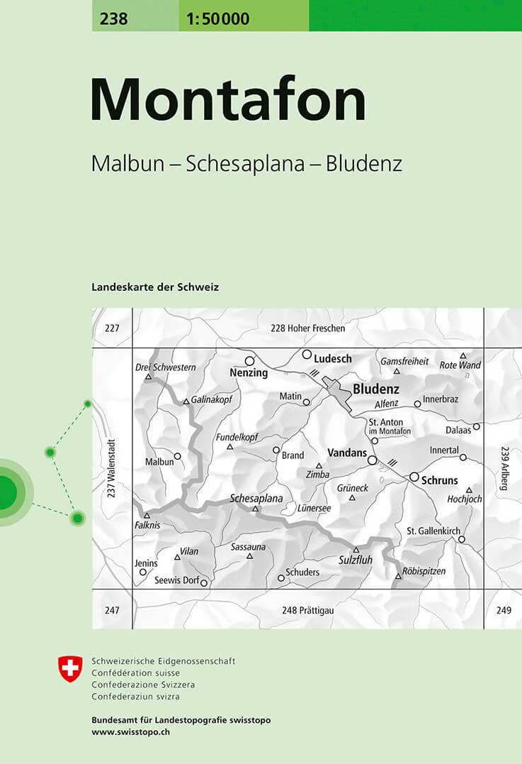 Online bestellen: Wandelkaart - Topografische kaart 238 Montafon | Swisstopo