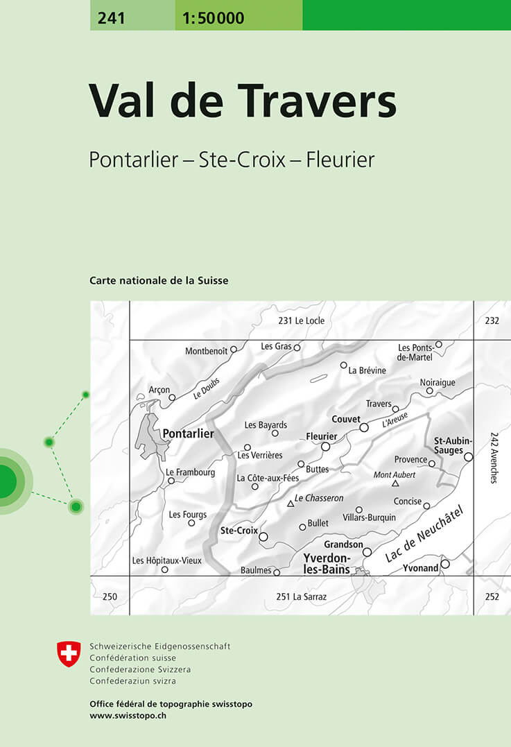 Online bestellen: Wandelkaart - Topografische kaart 241 Val de Travers | Swisstopo