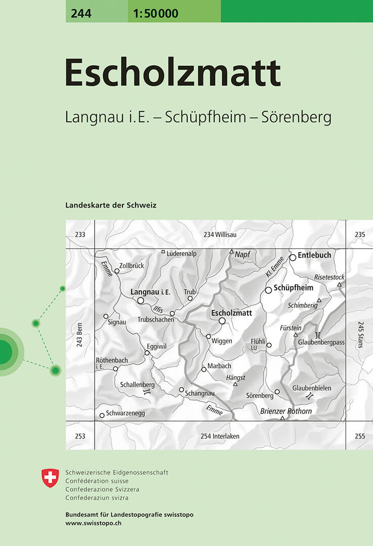 Online bestellen: Wandelkaart - Topografische kaart 244 Escholzmatt | Swisstopo