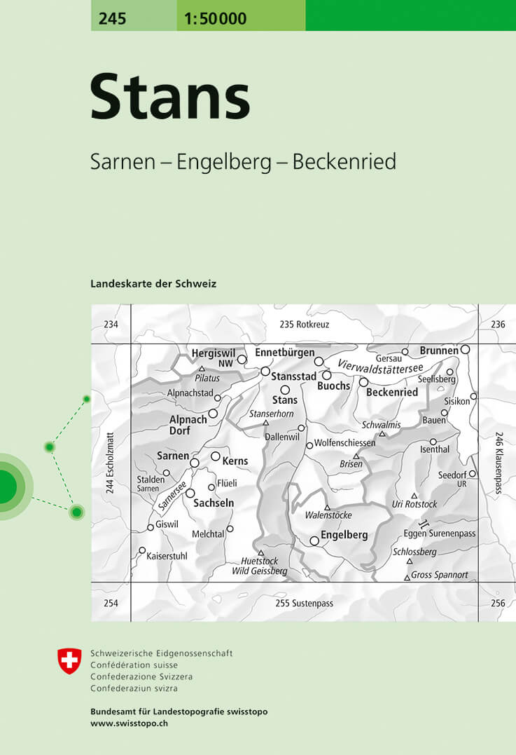 Online bestellen: Wandelkaart - Topografische kaart 245 Stans | Swisstopo