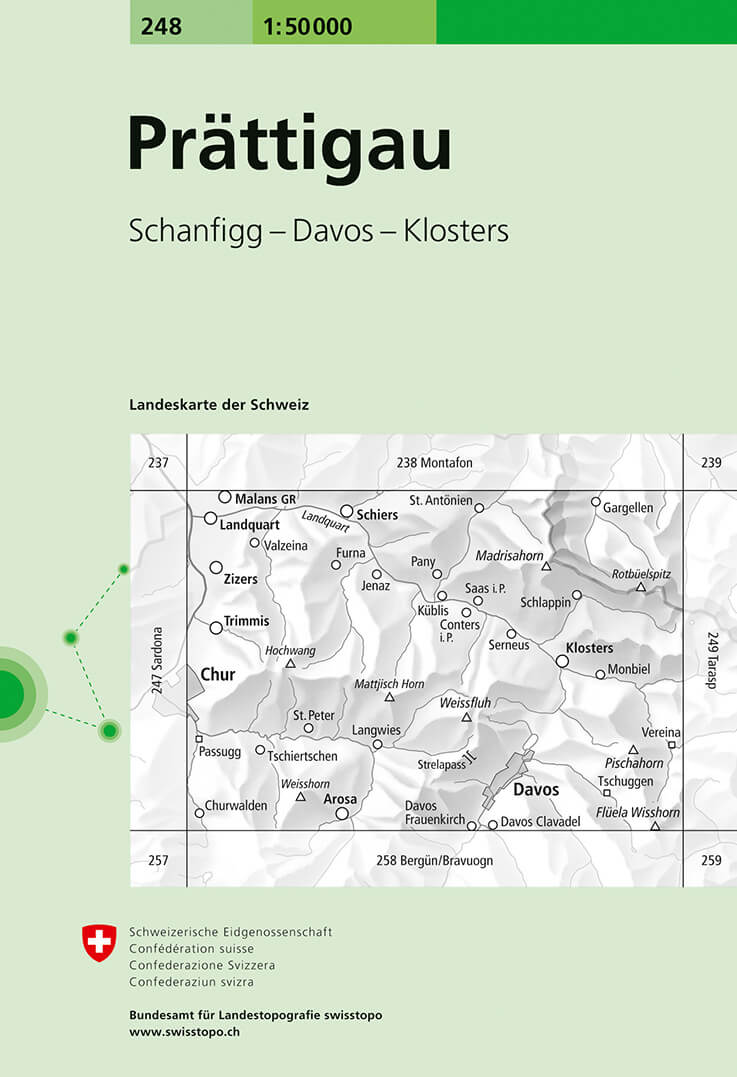Online bestellen: Wandelkaart - Topografische kaart 248 Prättigau | Swisstopo