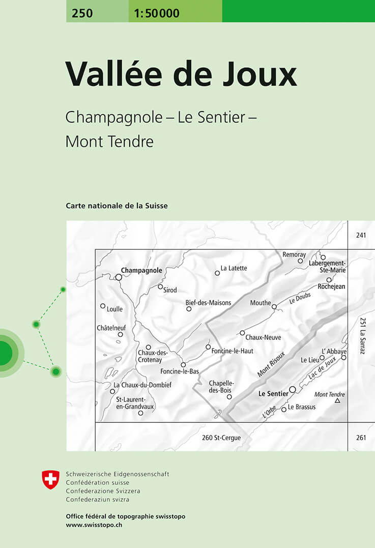 Online bestellen: Wandelkaart - Topografische kaart 250 Vallée de Joux | Swisstopo