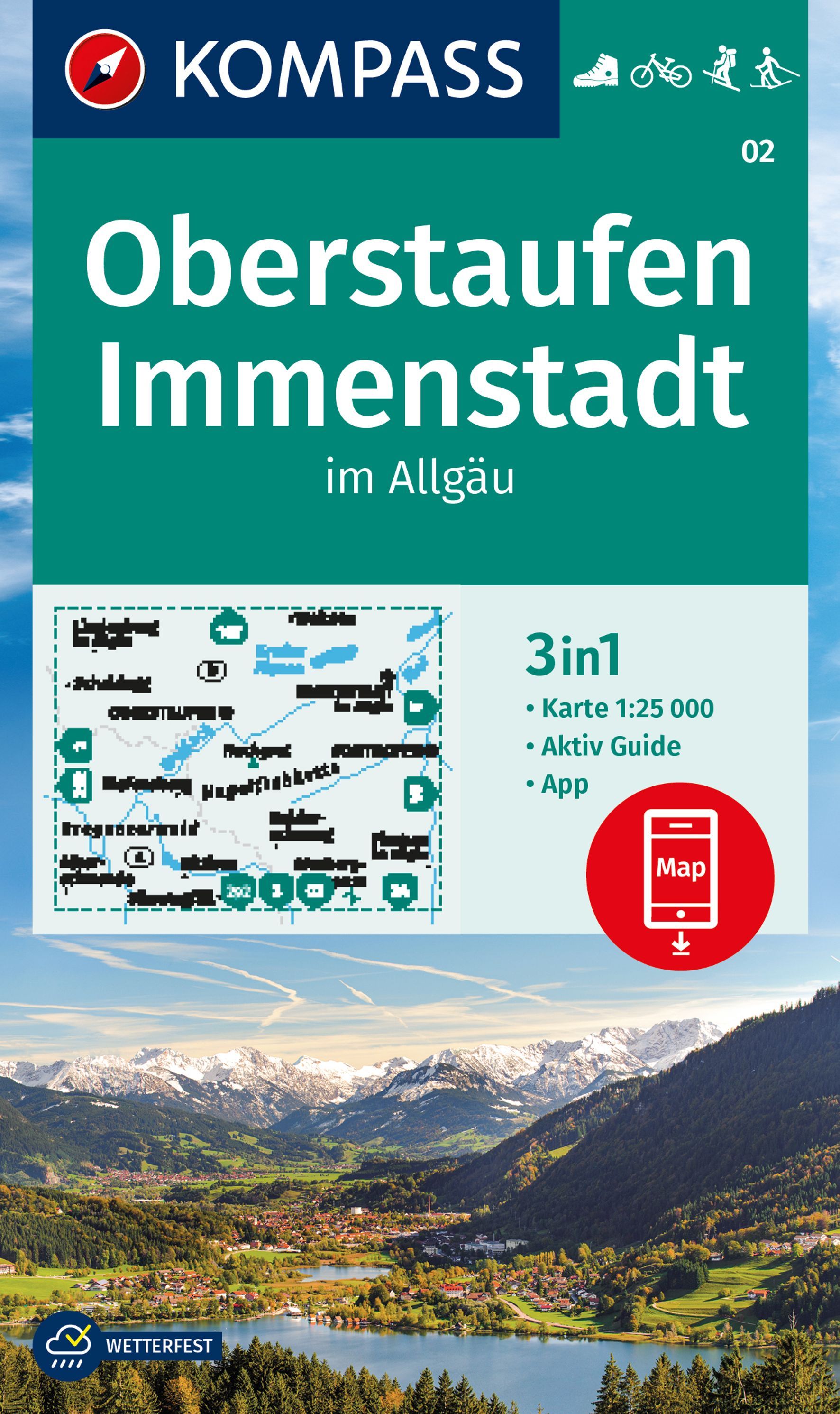 Online bestellen: Wandelkaart 02 Oberstaufen - Immenstadt | Kompass