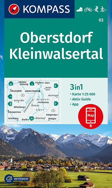 Online bestellen: Wandelkaart 03 Oberstdorf - Kleinwalsertal | Kompass