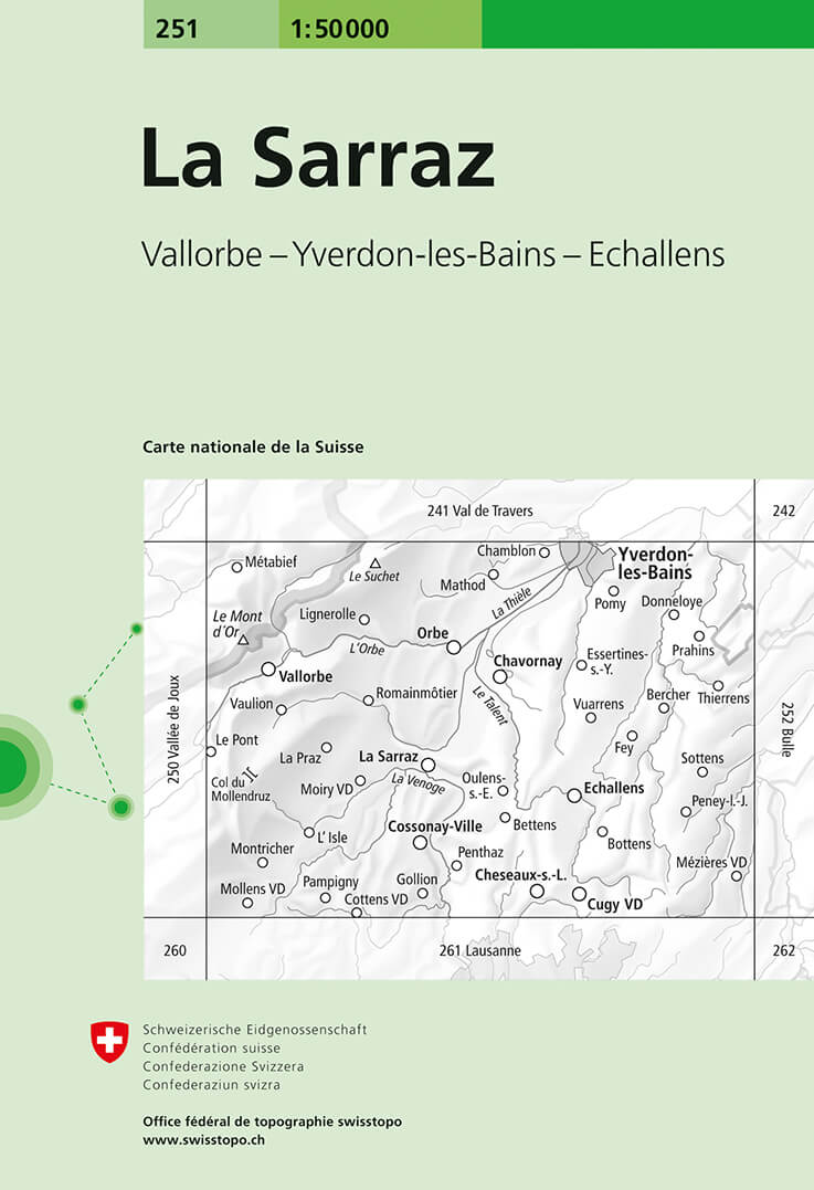 Online bestellen: Wandelkaart - Topografische kaart 251 La Sarraz | Swisstopo