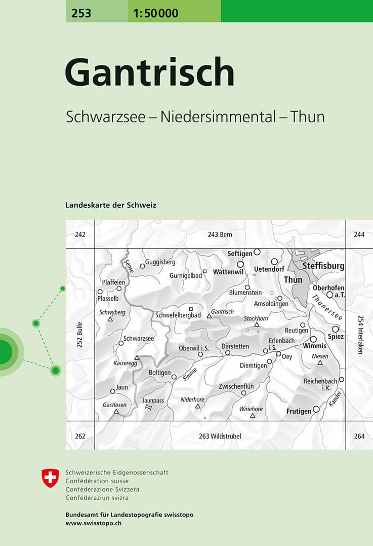 Online bestellen: Wandelkaart - Topografische kaart 253 Gantrisch | Swisstopo