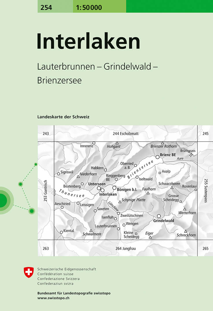 Online bestellen: Wandelkaart - Topografische kaart 254 Interlaken | Swisstopo