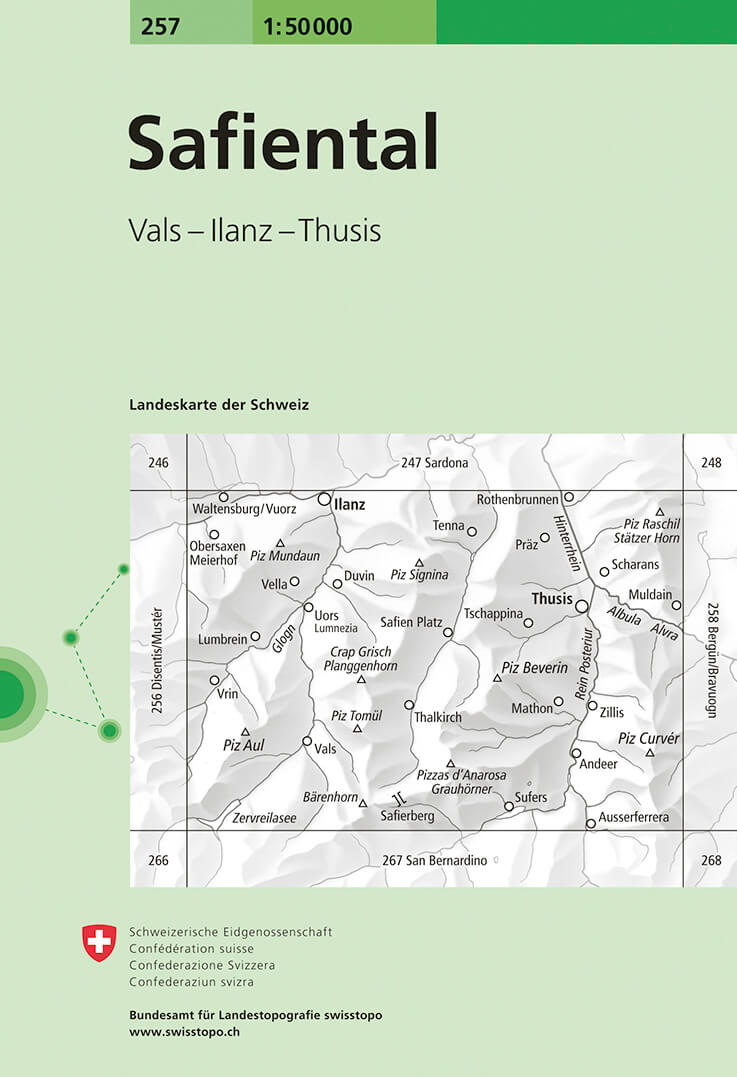 Online bestellen: Wandelkaart - Topografische kaart 257 Safiental | Swisstopo