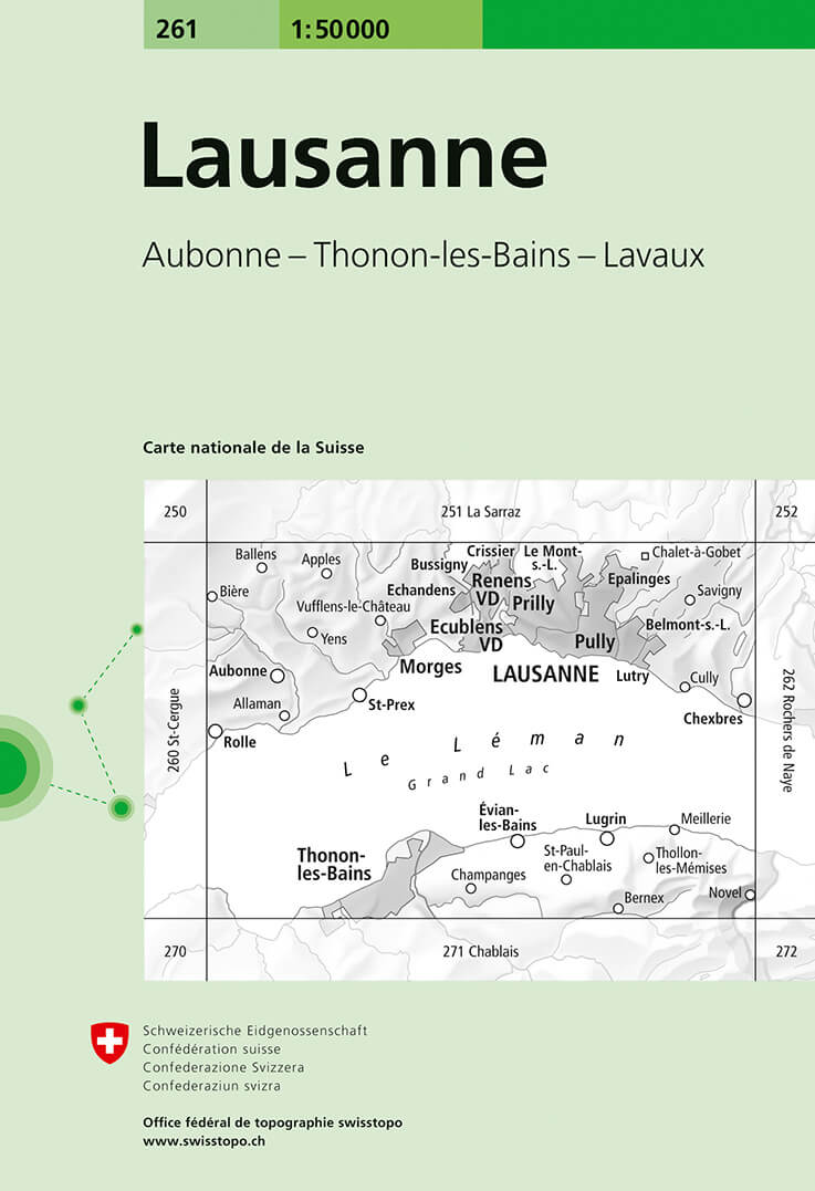 Online bestellen: Wandelkaart - Topografische kaart 261 Lausanne | Swisstopo